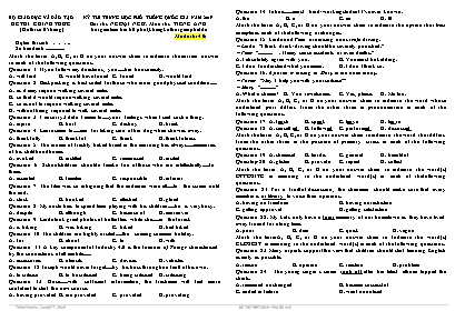 Đề thi THPT Quốc gia môn Tiếng Anh năm 2019 - Mã đề 416 - Bộ giáo dục và đào tạo (Có đáp án)
